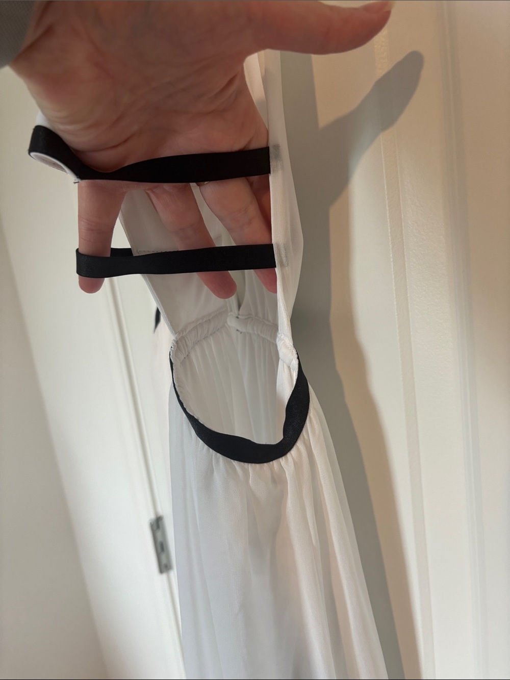 Express White Halter Maxi Dress with Black Waist Straps - Picture 8 of 10